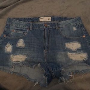 High waisted denim shorts